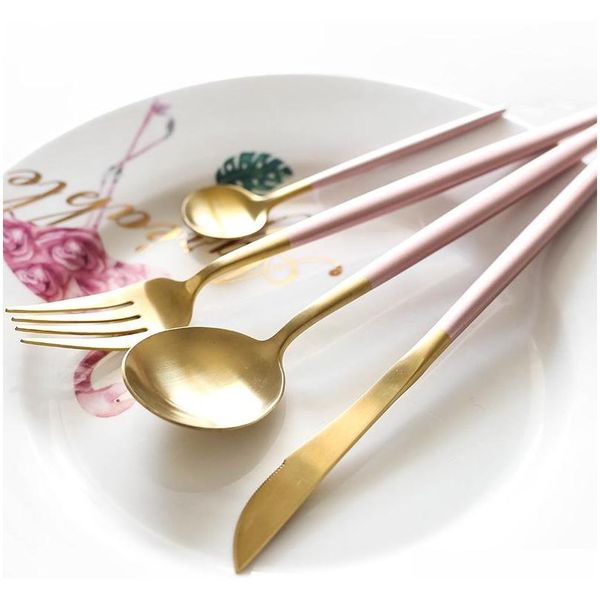 

410 stainless steel cutlery dinnerware 4pcs black gold flatware set stainless steel cutlery set knife f jllvwg bdefight