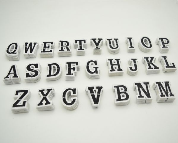 

260pcs 26 letters embroidery iron on patch for clothing applique backpack motif size 3.5cm*4.5cm, Black