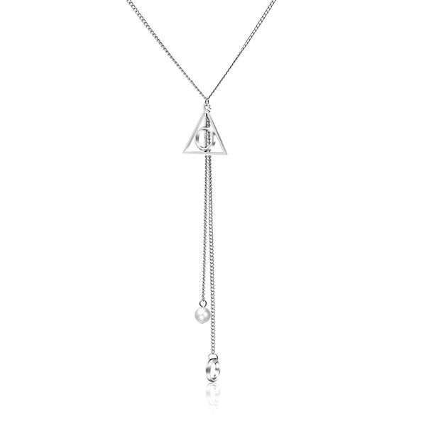 

2019 long personality fashion pendant necklace silver color zinc alloy triangle round fashion jewelry ladies anniversary gift