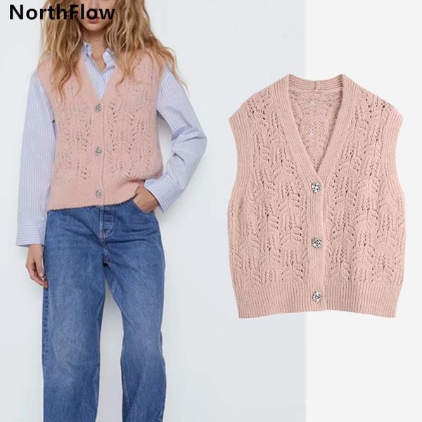 

northflow 2021 vest sweaters women single breasted jewellery button pull femme sweaters women, Black;white