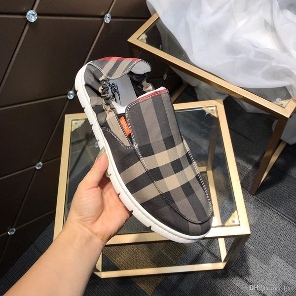 

2020 loafer fashion men gray denim with plaid design luxury brands casual shoes plate-forme outdoor jogging walking shoes#2f, Black