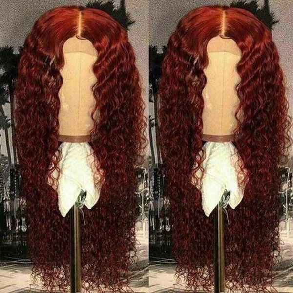 

lace wigs 99j curly front human hair bleached knots 150% deep part 13x6 for black women pre plucked, Black;brown