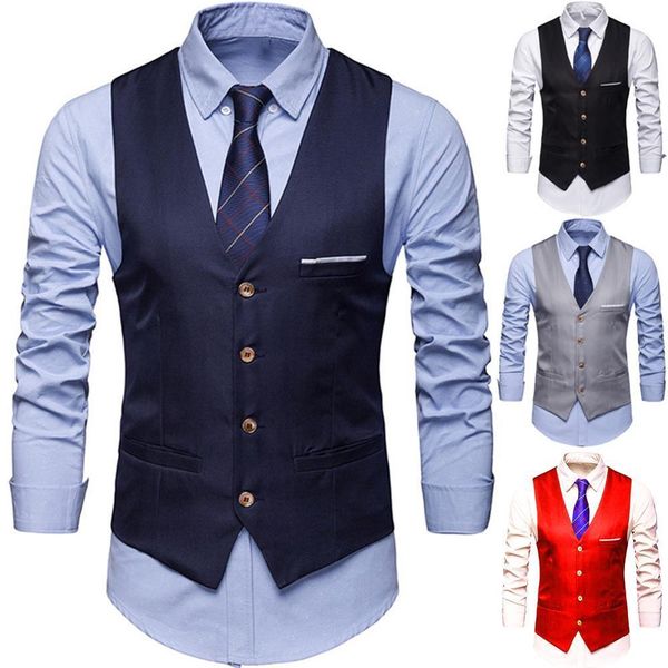 

waistcoat for men wedding vest men 2019 new mens vests gentleman social mens vest party gilet square 7895, Black;white