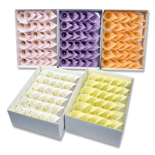 

new 30pcs calla lily soap flower head thickened petal eternal flower valentine's day gift box wedding bouquet handmade flower