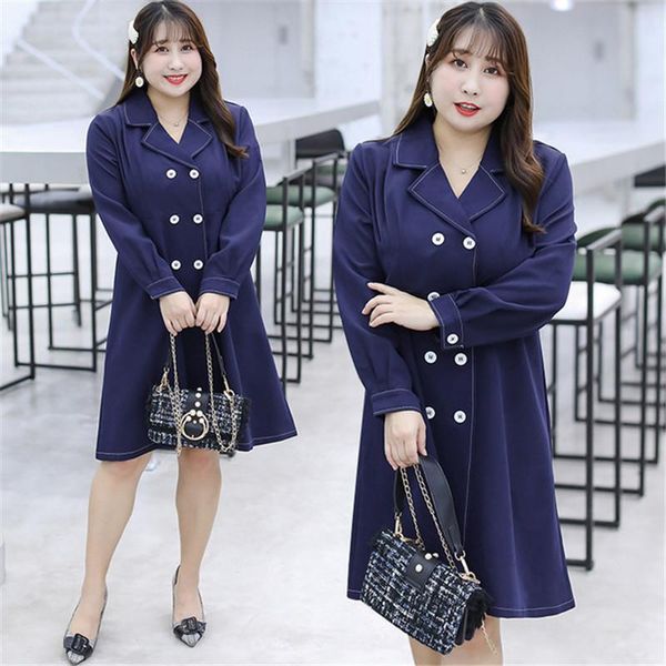 

women's trench coats windbreaker spring autumn jacket mid-long suit collar double-breasted casual coat ladies dress plus size 4xl, Tan;black