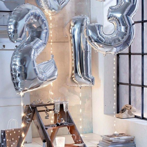

32inch gold silver number foil balloons digital air balloons happy birthday wedding decoration letter balloons party supplies bbysua