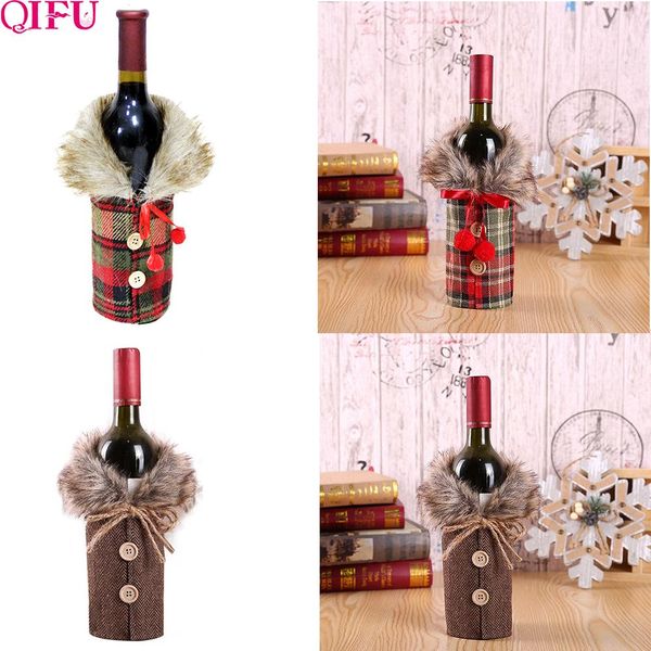 

qifu санта-клаус бутылки вина обложка с рождеством украшения для дома 2020 рождественские украшения navidad natal подарков новый год 2021 bb