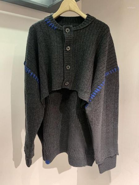 

2021 autumn and winter irregular design hem hollow sweater women's single-breasted sweater1, White