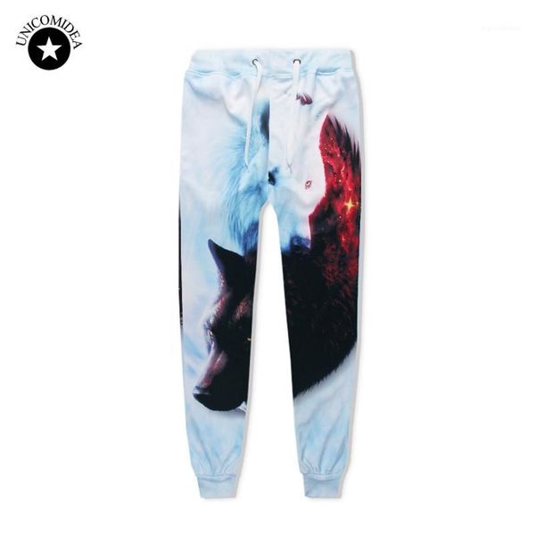 

unicomidea hip hop jogger pants men women 3d sweatpants ice fire wolf printed trousers track pants causal mens clothing dropship1, Black