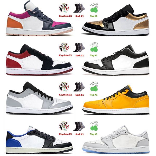 

quality 2023 authentic jumpman 1 1s low mens basketball shoes university gold fragment black toe metallic silver women sneakers