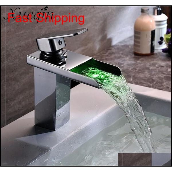 

led color change waterfall basin faucet chrome polished single handle faucet bathroom sink cold a qylqdo yh_pack