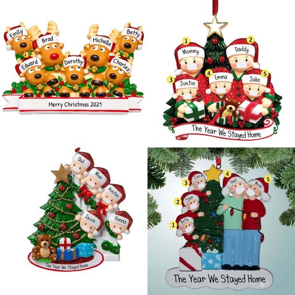 

2020 christmas ornament face mask bear snowman elk santa claus christmas trees decorations pendant diy name blessing hanging 5 99zb g2