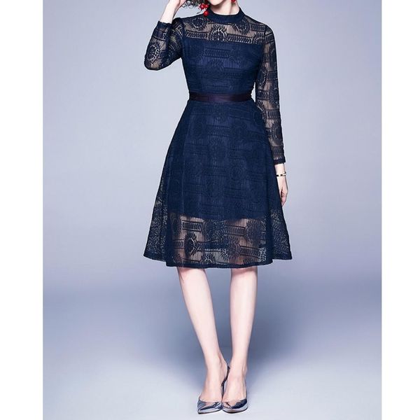 

lace high collar dress, Black;pink