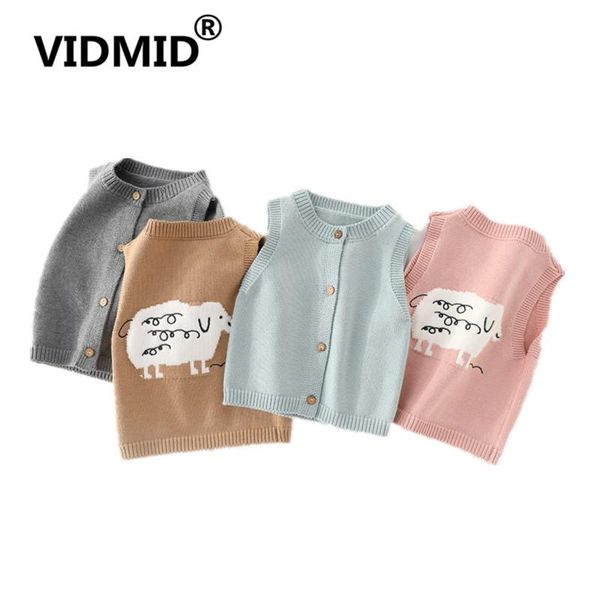 

vidmid kids vest sweaters new baby boys girls sleeveless clothes autumn winter v-neck cotton solid color sweaters 4241 02, Blue