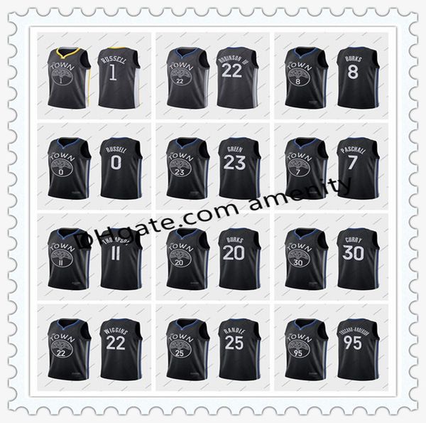 

men golden state warriors russell 22 wiggins 30 curry 11 thompson basketball jerseys d'angelo stephen klay black city