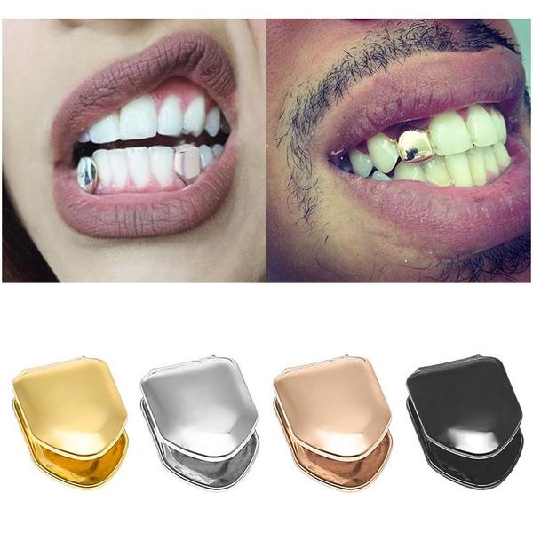 berretto dente d'oro permanente Grillz Griglie dentali Hiphop Placcato personalizzato Single Hip Hop Bretelle per gioielli Cantante rap Te wmtoqW whole2019