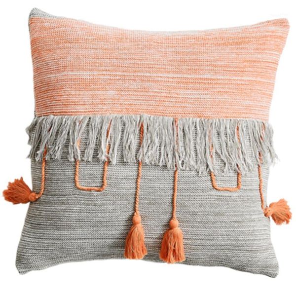 

cushion cover decorative pillow case modern cotton knitting colorful crash design tassel coussin room bedding decor1
