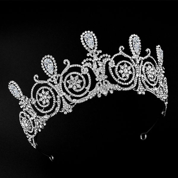 

ювелирные изделия ручной работы acrddk падения воды rhinestone цвет серебро tiara круг цветок корона женщины тиара партия оголовье волос acc, Golden;silver