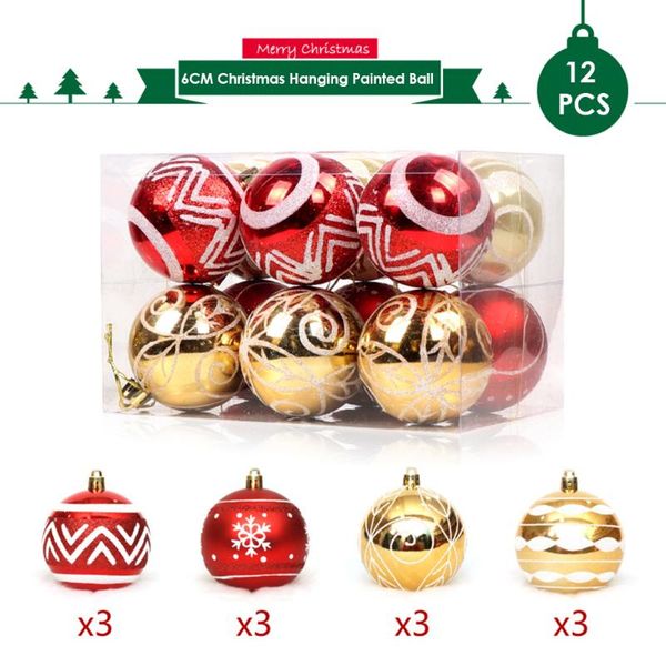

12pcs/lot 60mm christmas tree decor ball bauble xmas party hanging ball ornament decorations for home christmas decorations gift