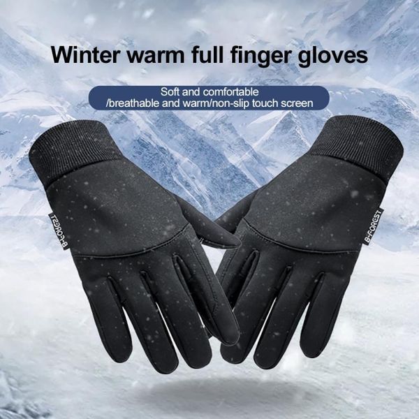 

2pcs thermal cashmere full finger winter warm gloves cycling anti-skid touch screen, Blue;gray
