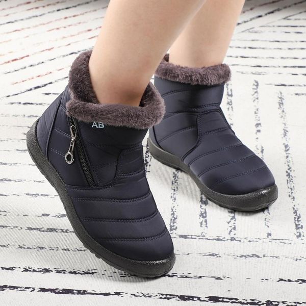 

boots winter shoes women snow waterproof plush fur ankle woman for boot black red femmes bottes esbotas invierno botas de mujer