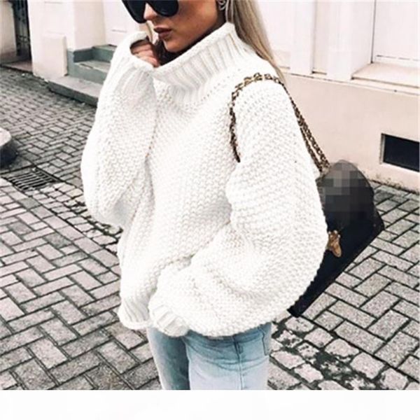 

new arrival women sweater fashion batwing sleeve loose turtleneck knitted sweater autumn winter long sleeve warm solid plus size pullover 35, White;black