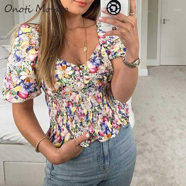 

onoti molazo casual floral print blouse women summer shirts streetwear ladies vogue blouses female 2020 new fashion1, White