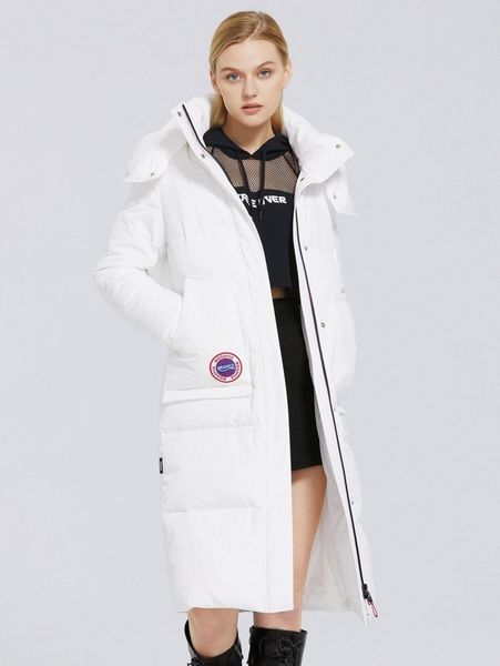 

miegofce zip up dual pocket patched detail hooded winter coat b070#, Black