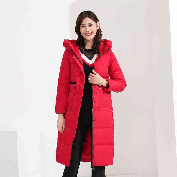

women's long zipper hooded casual and comfortable thin warm down jacket, Black