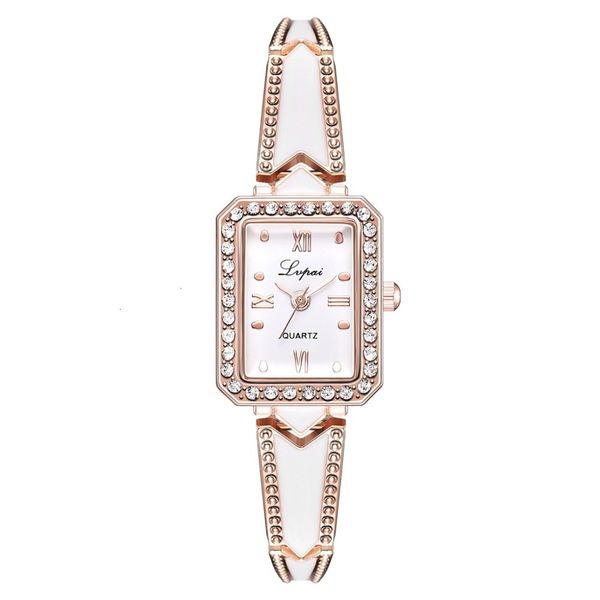 

lvpai brand luxury rhinestone rectangle watches women quartz bracelet watches ladies dressrose gold clock relogios kol saati, Silver