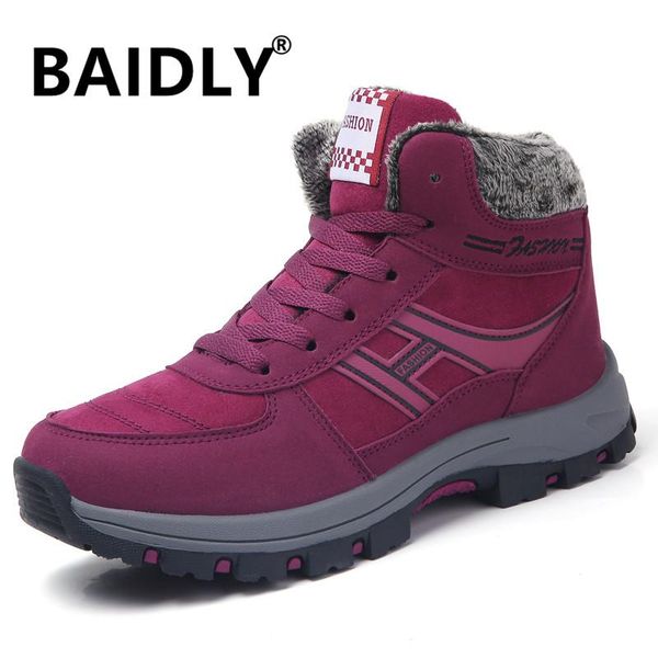 

winter women's ankle boots snow women warm thick plush snow boots waterproof female wedge suede non-slip lady casual shoes, Black