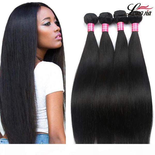 

8a grade brazilian straight virgin human hair weave bundles 100% handmade human hair extension brazilian straight hair weft #1b, Black