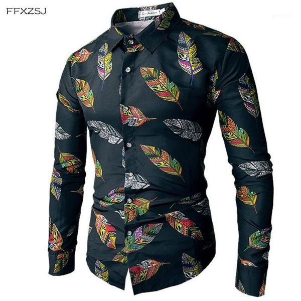 

men's casual shirts 2021 autumn fashion men shirt long sleeve dress plus size -7xl floral hawaiian male camisa social masculina1, White;black