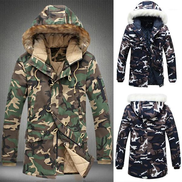 

winter plus size camouflage clothing big fur collar mid length cotton jacket jacket men's thick warm cotton coat s~5xl1, Black