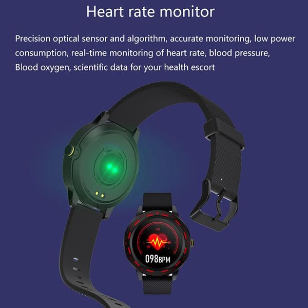 

smart watch s18 heart rate sleep monitor blood pressure fitness tracker waterproof color full touch sport round men women band wmtury