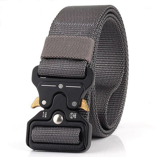 

waist support classic quick release buckle tactical belt soft wearable nylon solid metal outdoor sports sport accessories1, Black;gray