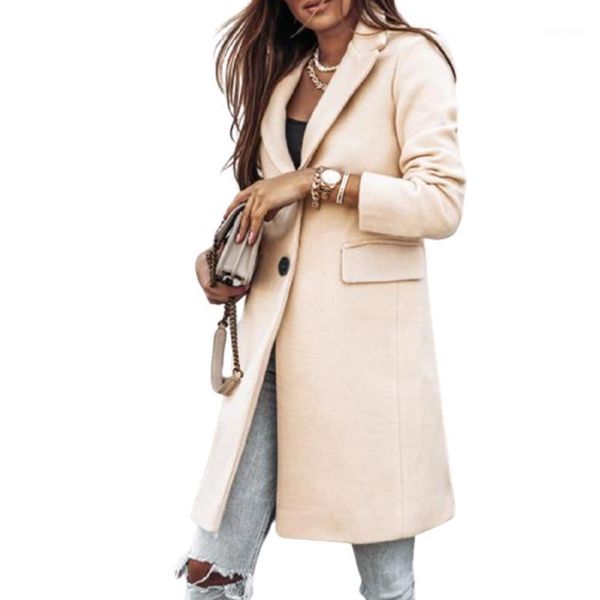 

2020 women winter solid casual straight buttons long sleeve woolen coat office ladies korean style fashion outwear sj7271m1, Black