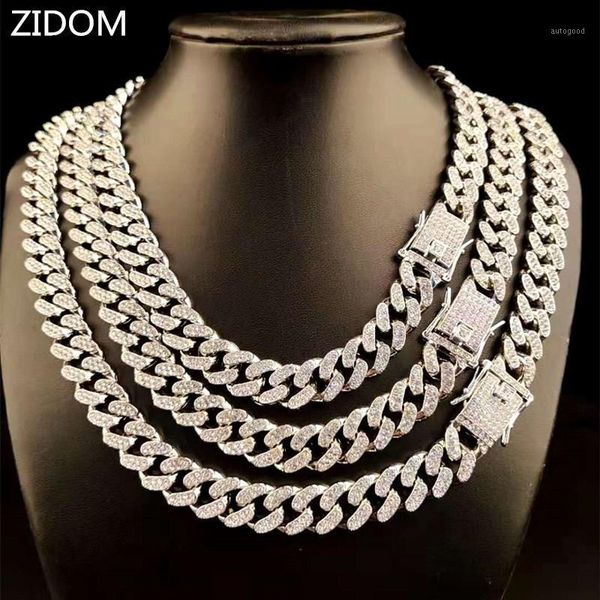 

chains men hip hop iced out bling chain necklaces pave setting cz stone 13mm miami cuban hiphop necklace male fashion jewelry1, Silver