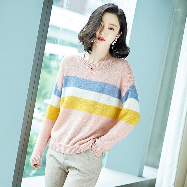 

2020 new knitted women sweater casual fashion sweater, White;black