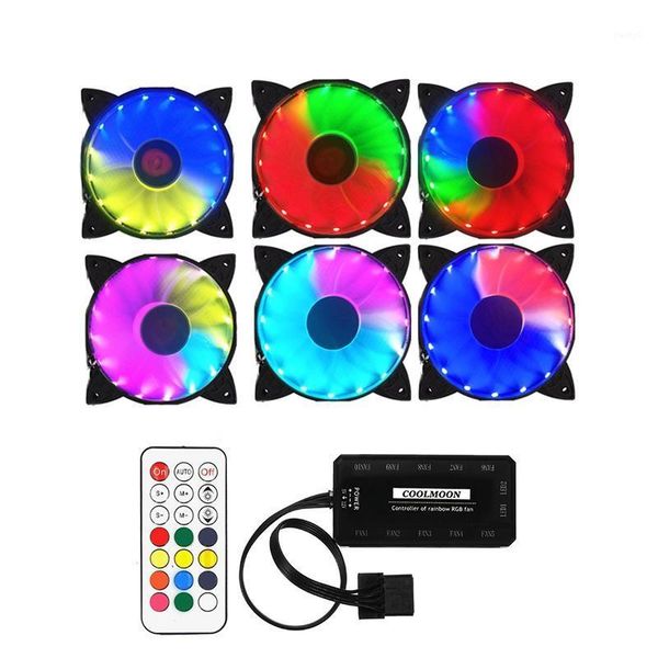

fans & coolings coolmoon computer case pc cooling fan rgb adjust led 120mm quiet + ir remote for cpu(6pcs)1
