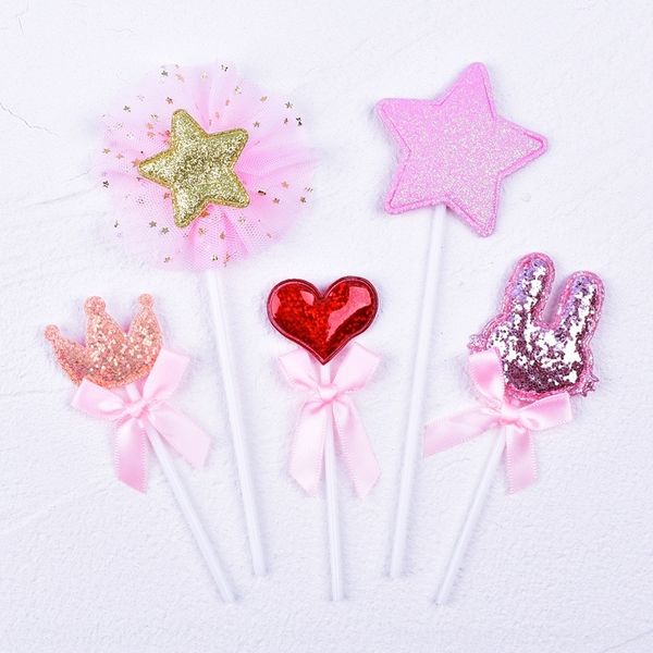 

r8nnt card card star love rabbit cake 5-piece set dessert decoration crown cake table plug-in 8syiq