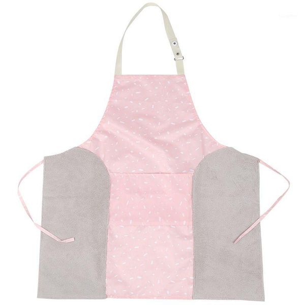 

solid color adjustable kitchen apron printed pocket buckle side hand towel sleeveless waterproof aprons for cooking men women ho1