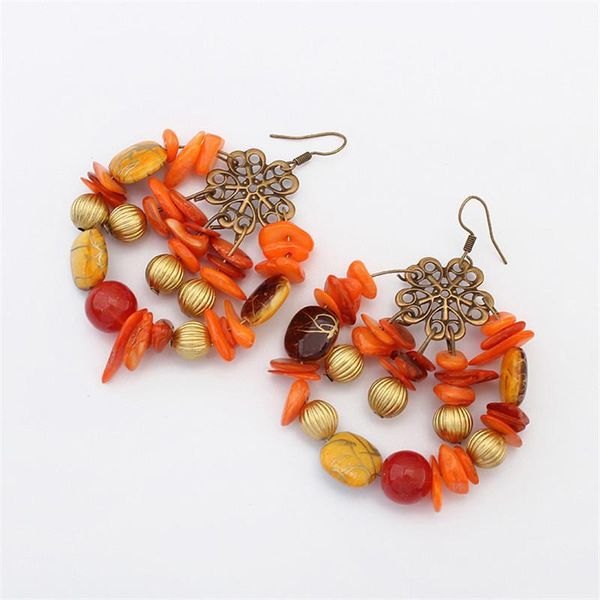 

dangle & chandelier minhin bohemia earrings for women black orange red colorful beads flower antique gold pendant gift jewelry, Silver