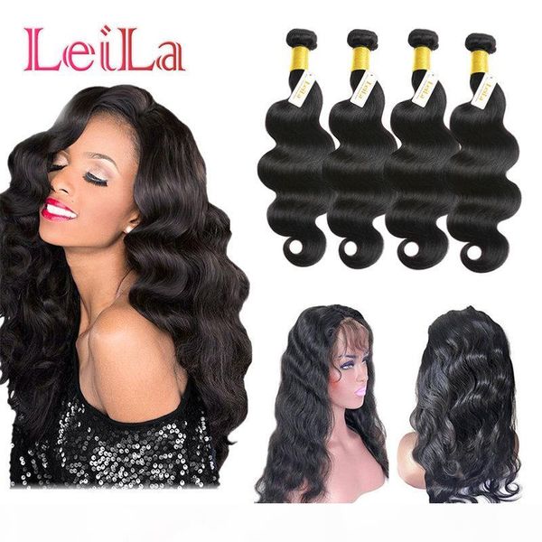 

malaysian pre plucked hair weaves with 360 lace band frontal with bundles body wave 5pcs lot 360 lace frontal human hair with baby hair, Black;brown