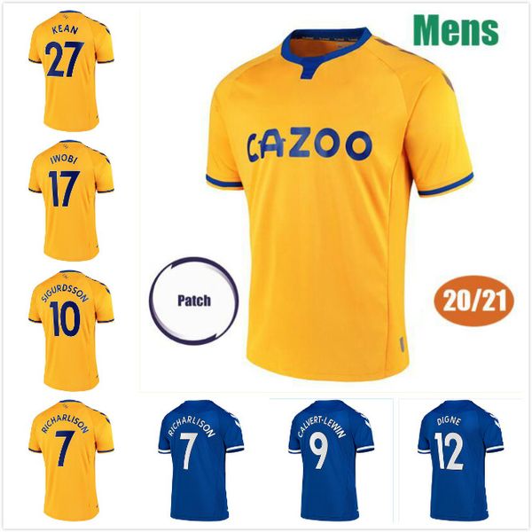 

everton soccer jersey kean richarlison 2020 2021 рубашка sigurdsson andre gomes kiane bernard walcott blue orange football jerseys thailand, Black;yellow