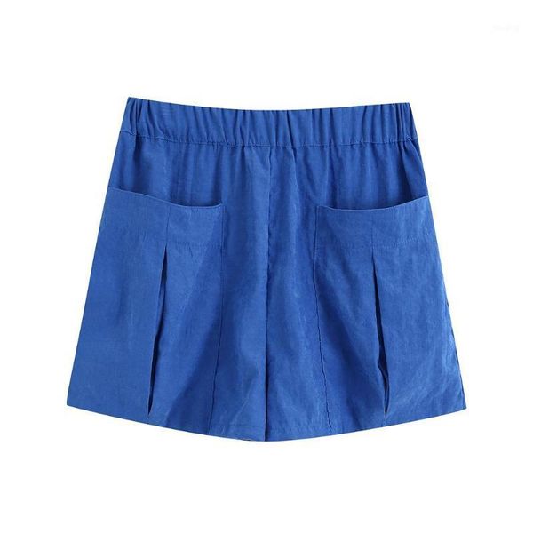 

2020 summer women's new retro high waist casual stretch waist pockets wide version shorts1, White;black