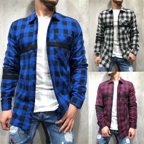 

men's brushed cotton casual plaid flannel check shirt long sleeve blouse shirts camisas masculina male top, White;black