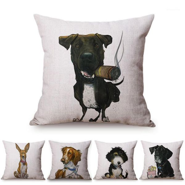 

pet dog animals funny style cushion cover dachshund schnauzer dog children like cotton linen sofa decorative throw pillow case1