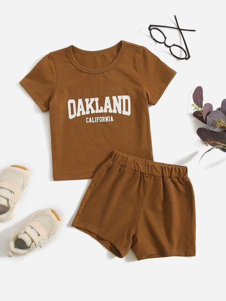 

baby letter graphic tee & track shorts she01, White