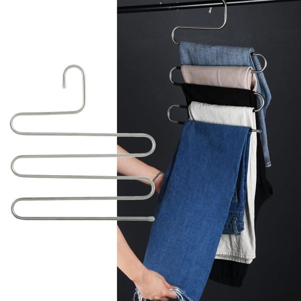 

s-type stainless steel cabinet clothes pants hangers closet storage organizer for pants